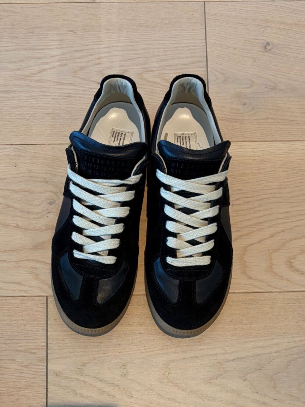 Maison Margiela GAT Leather Suede Sneakers Black 38.5 - Picture 2 of 7